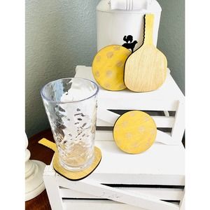 PICKLEBALL!!! Set of 4 Farmhouse Inspired Wood Pickleball Coaster